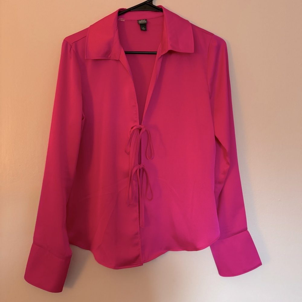 Wild Fable Satin Tie Bell Cuff Blouse